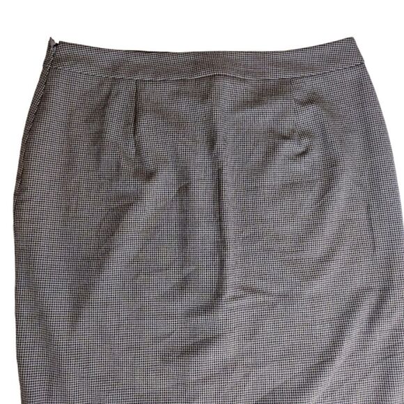 LOFT Grey Black Houndstooth Button Front Lined Straight Skirt Size 12 - Picture 12 of 15